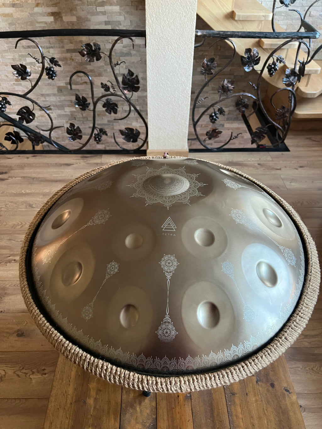 Tetra Handpan | D Kurd | 12 Notes | Gold Mandala| 432 Hz