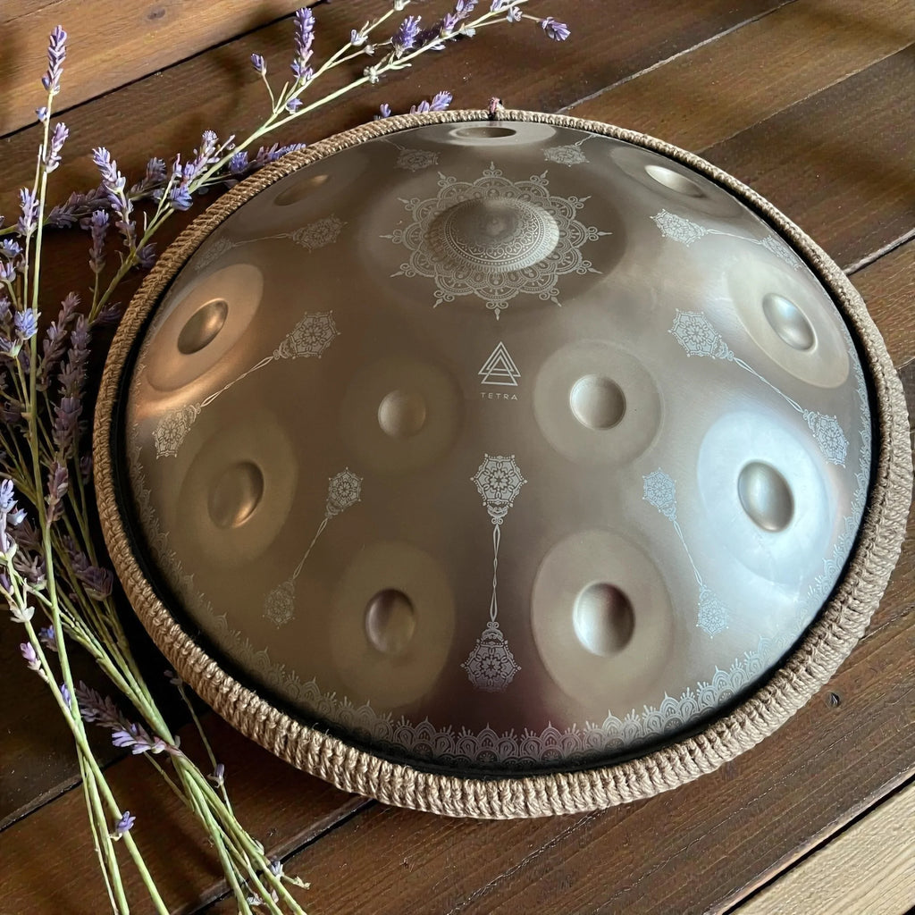 Tetra Handpan | D Kurd | 12 Notes | Gold Mandala| 440 Hz