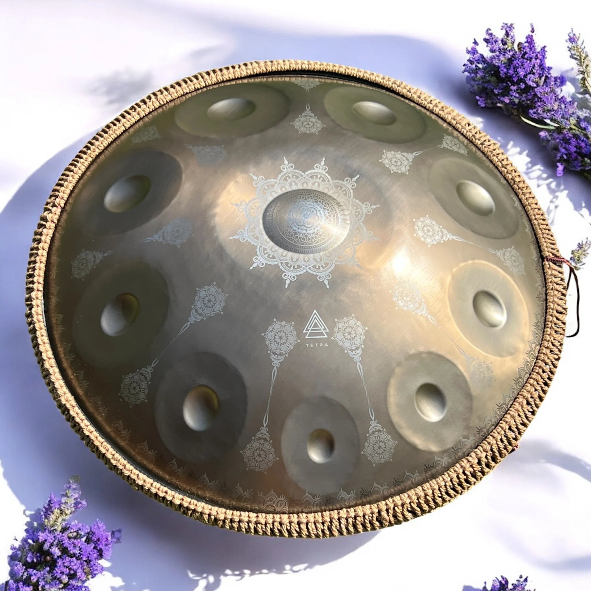 Tetra Handpan | D Kurd | 10 Notes | Gold Mandala| 440 Hz